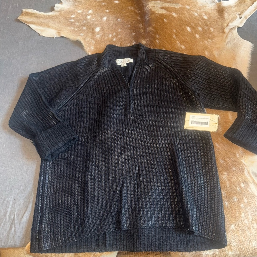 Vintage Havana Black Zip Up Men's Sweater